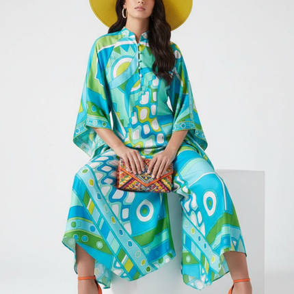 Printed Long Dress, Greenwich Village | Women - BYMANYC ® New York