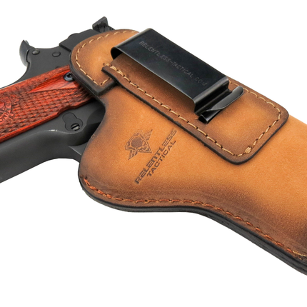 The Defender Leather IWB Holster - Fits All 1911 Style Handguns - Lifetime Warranty - Made in USA