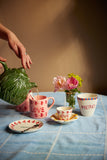 Ceramic Teapot with Embossed Kale Design - Hand Painted - 1,6L / 54.1 oz