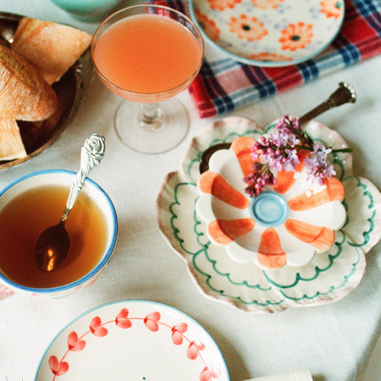 Ceramic Cake Plate with Hand Painted Merci