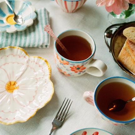 Ceramic Cake Plate with Hand Painted Merci