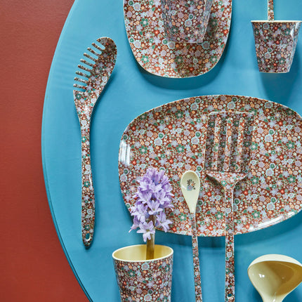 Melamine Rectangular Plate | Brown Flower Print