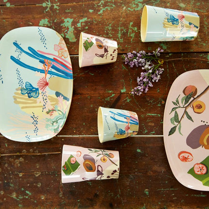 Set of 2 Medium Melamine Cups | Australian Summer Print