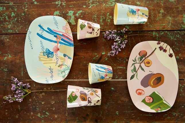 Set of 2 Medium Melamine Cups | Australian Summer Print