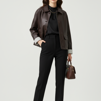 Retro PU Leather Jacket For Women, Brooklyn Heights, BYMANYC New York.