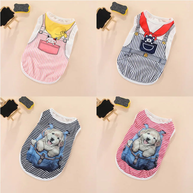 Summer Cartoon Dog Shirt – Soft & Breathable Pet T-Shirt for Small Dogs