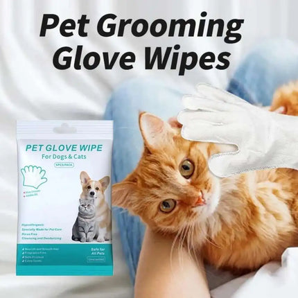 Fur Ease Pet Grooming Glove Wipes | 6-Pack No-Rinse Wipes for Dogs & Cats