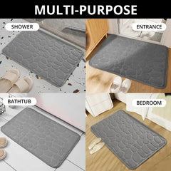 Soft Memory Foam Microfiber Anti-Slip Pebble Floor Mat | Bathroom & Living Room Rug