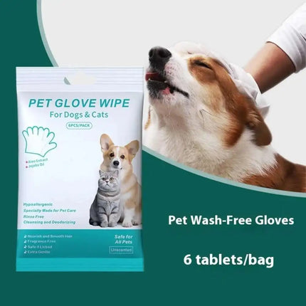 Fur Ease Pet Grooming Glove Wipes | 6-Pack No-Rinse Wipes for Dogs & Cats