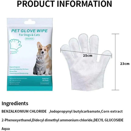 Fur Ease Pet Grooming Glove Wipes | 6-Pack No-Rinse Wipes for Dogs & Cats