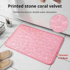 Memory foam microfiber non-slip pebble bathroom mat