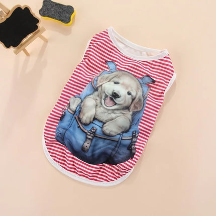 Summer Cartoon Dog Shirt – Soft & Breathable Pet T-Shirt for Small Dogs