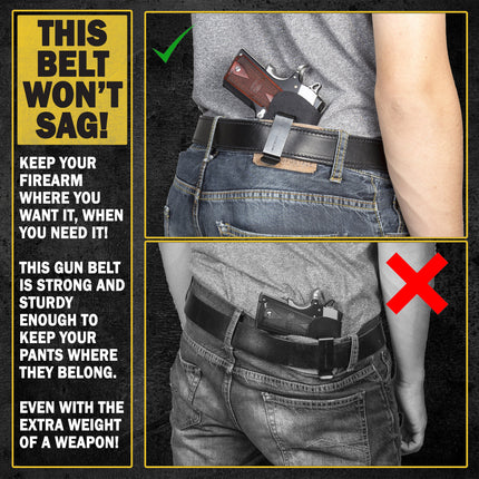 Steel Core Leather Gun Belt 1.25” – Made in USA