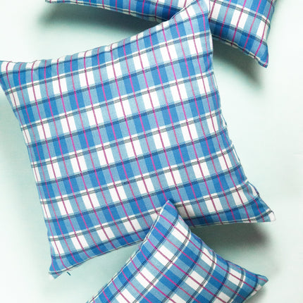 San Andres Gingham Blue & White Pillow