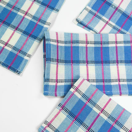 San Andres Gingham Blue & White Cocktail Napkins Set of 4