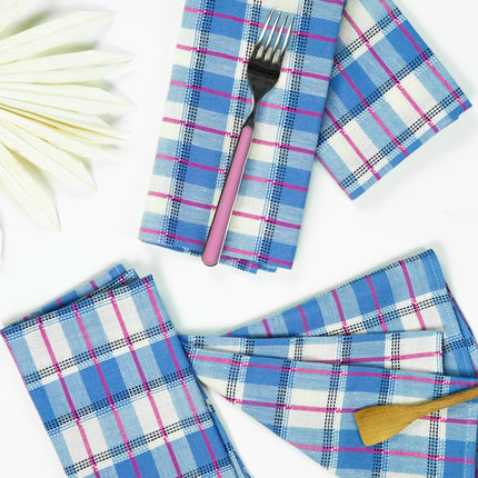San Andres Gingham Blue & White Napkins