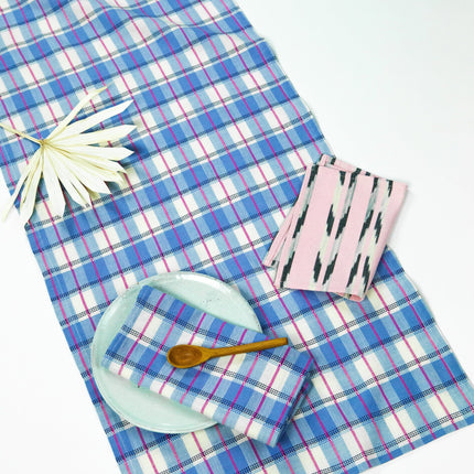 San Andres Gingham Blue & White Table Runner