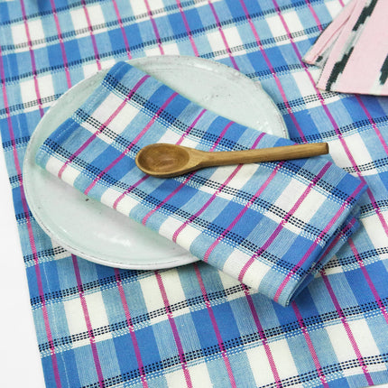 San Andres Gingham Blue & White Table Runner
