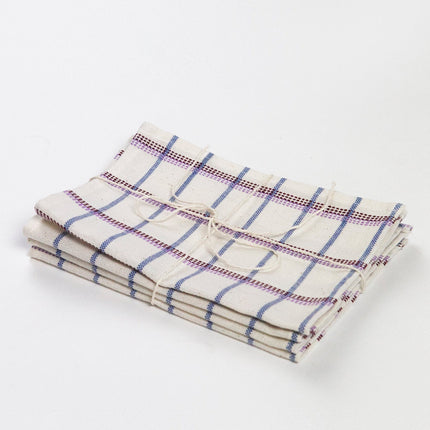 San Lucas Plaid White Cocktail Napkins Set of 4