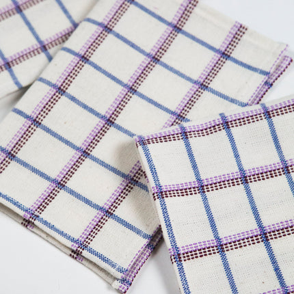 San Lucas Plaid White Cocktail Napkins Set of 4