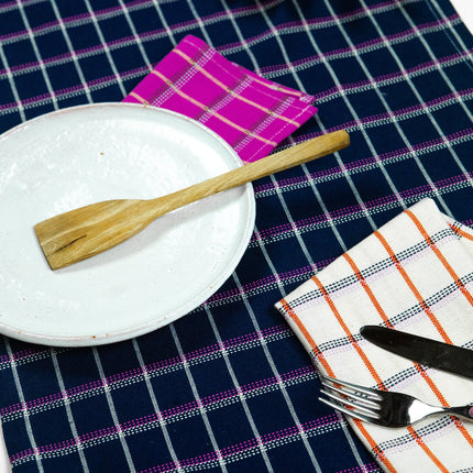 San Lucas Plaid Navy Table Runner