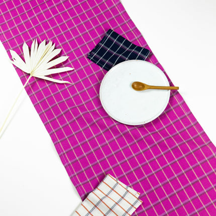 San Lucas Plaid Pink Table Runner