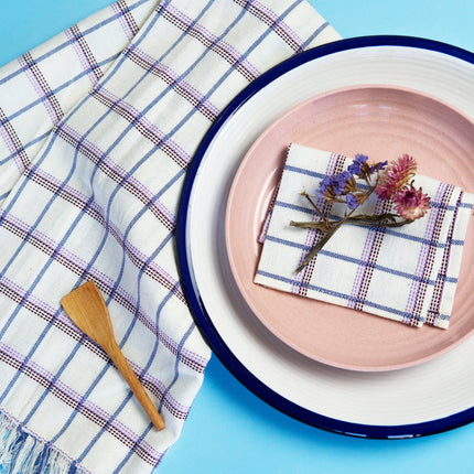 San Lucas Plaid White Kitchen Towel