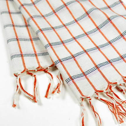 San Lucas Plaid White & Orange Kitchen Towel