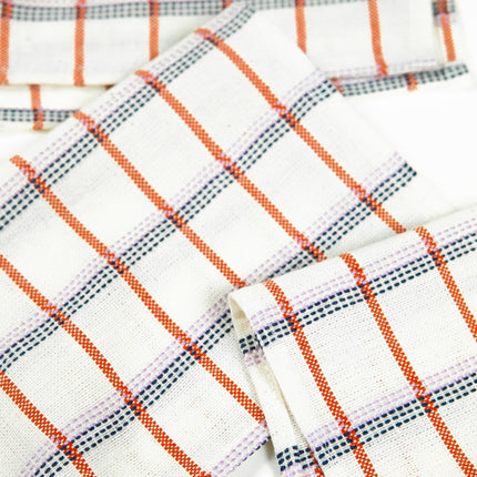 San Lucas Plaid White & Orange Cocktail Napkins, Set of 4