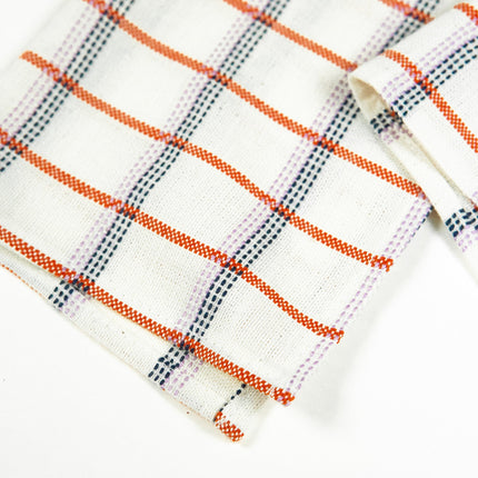 San Lucas Plaid White & Orange Cocktail Napkins, Set of 4
