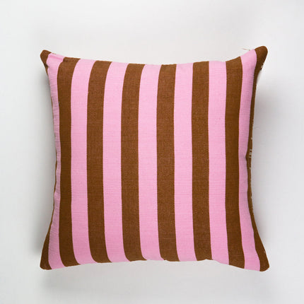 Santiago Grid Pillow - Baby Pink and Umber