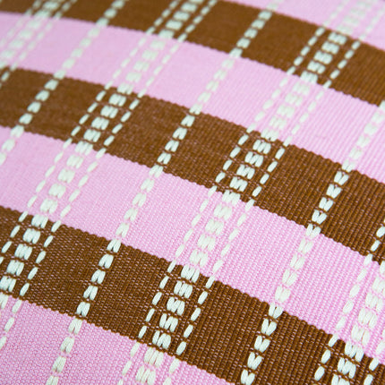 Santiago Grid Pillow - Baby Pink and Umber