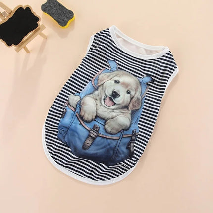 Summer Cartoon Dog Shirt – Soft & Breathable Pet T-Shirt for Small Dogs