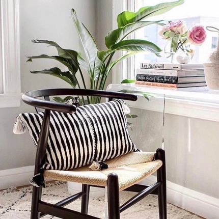 Antigua Pillow - Black and Natural Ivory