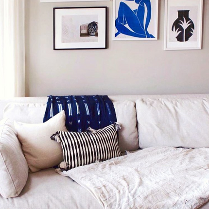 Antigua Pillow - Black and Natural Ivory