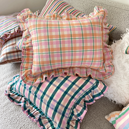 Marguerite Ruffle Plaid Pillow