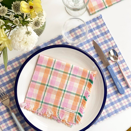 Sofia Plaid Placemat in Periwinkle Blue and Pink