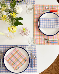 Sofia Plaid Runner in Periwinkle Blue and Pink