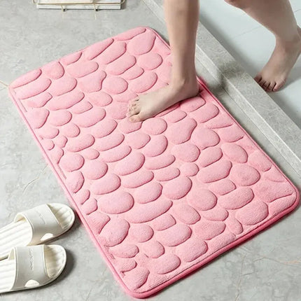 Memory foam mikrofiber kaymaz taş desenli banyo halısı