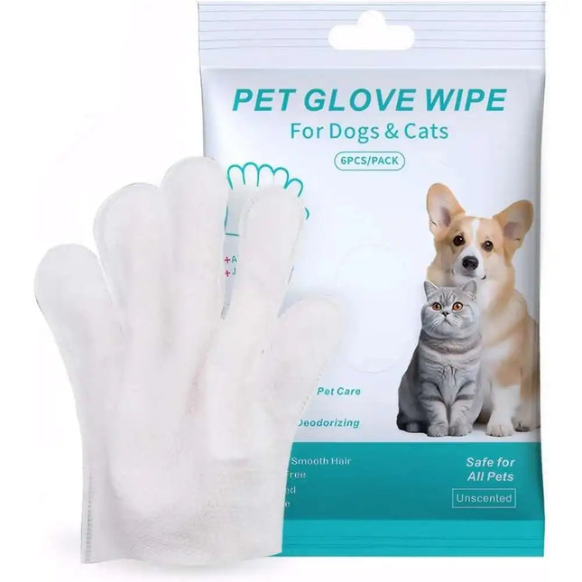Fur Ease Pet Grooming Glove Wipes | 6-Pack No-Rinse Wipes for Dogs & Cats