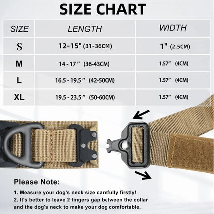 Adjustable AirTag Tactical Dog Collar with Metal Buckle – Safe & Durable