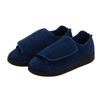 Silverts Men's Double-Extra Wide Slip-Resistant Slippers for Seniors — Navy/Black, Size 12