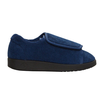 Silverts Men's Double-Extra Wide Slip-Resistant Slippers for Seniors — Navy/Black, Size 12