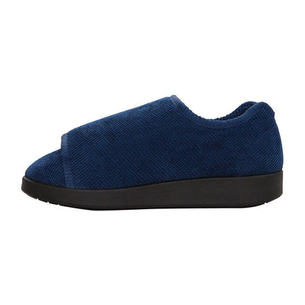 Silverts Men's Double-Extra Wide Slip-Resistant Slippers for Seniors — Navy/Black, Size 12