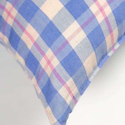 Abigail Plaid Square Pillow in Periwinkle and Pink