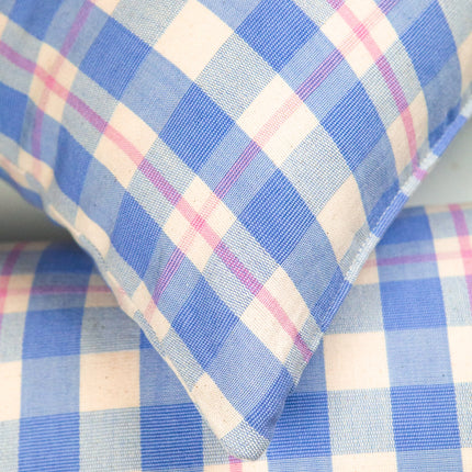 Abigail Plaid Square Pillow in Periwinkle and Pink