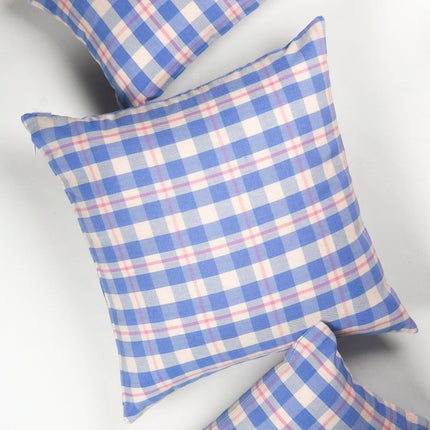 Abigail Plaid Square Pillow in Periwinkle and Pink
