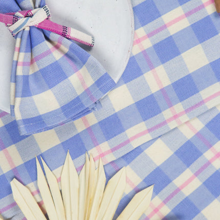 Abigail Plaid Dinner Napkin in Periwinkle Blue and Pink