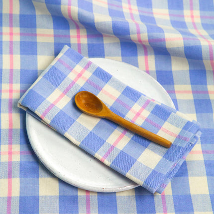 Abigail Plaid Dinner Napkin in Periwinkle Blue and Pink