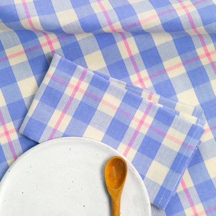 Abigail Plaid Dinner Napkin in Periwinkle Blue and Pink